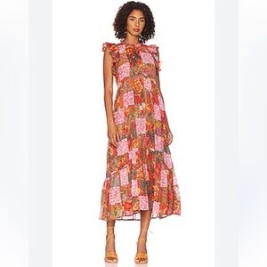 Banjanan Hannah Midi Dress in Patchwork Design New with Tag Sz M B23